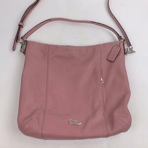 Coach Rose pink pebbled leather Shoulder Bag Silver hardware Zip close Coach